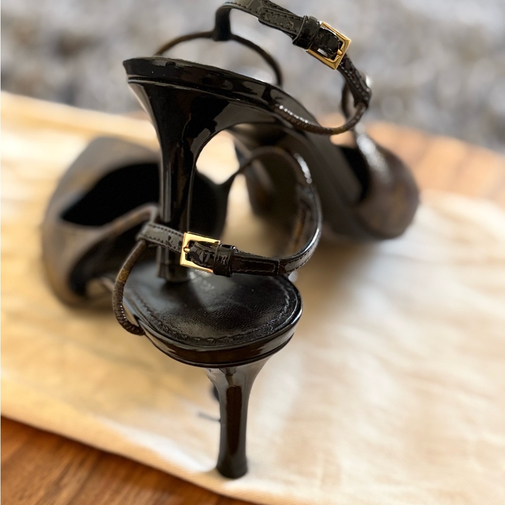 Louis Vuitton Black and Brown Monogram Heels - Picture 5 of 9